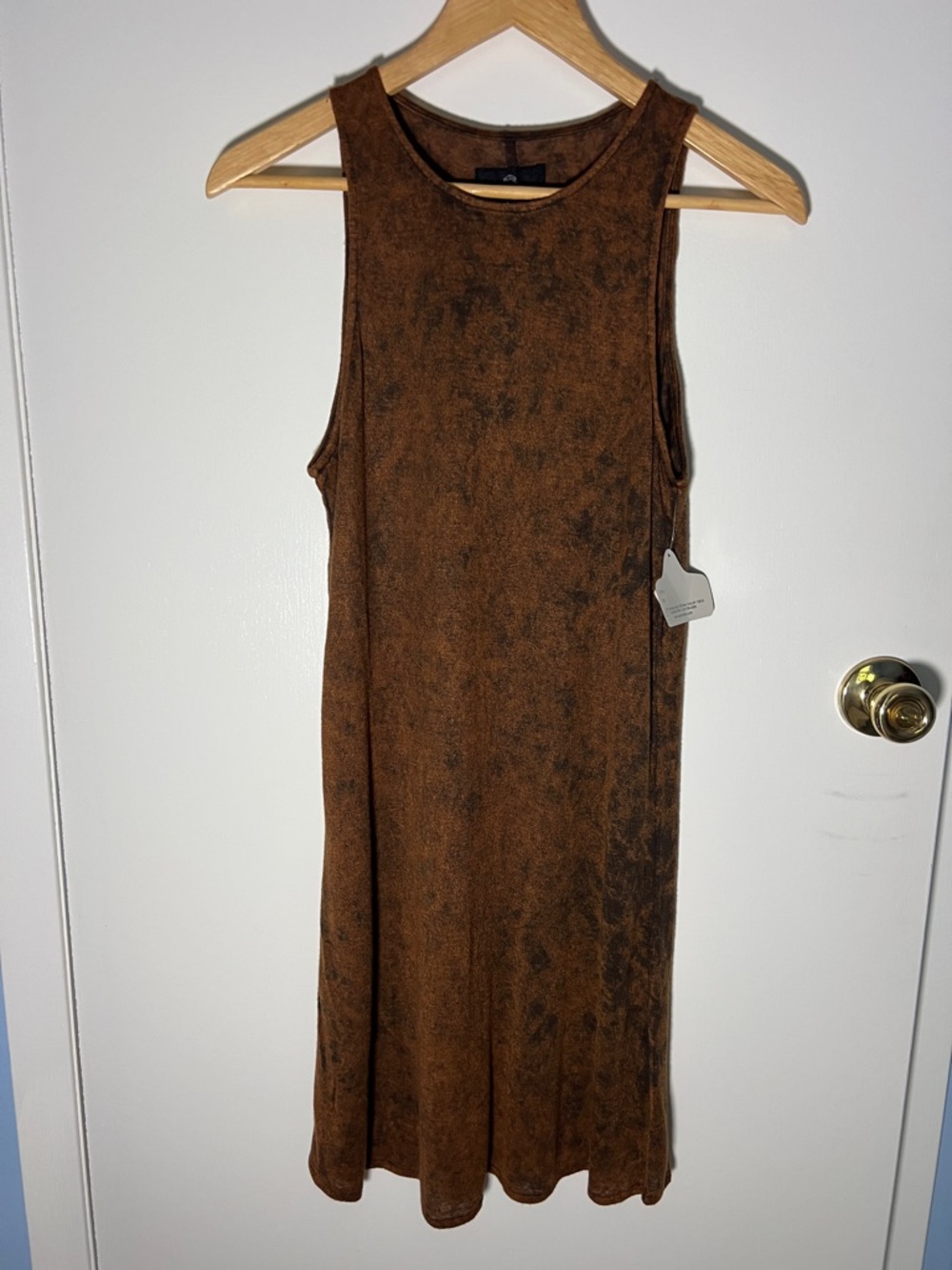 NWT Angie Sleeveless Brown/Black Tank Dress - Casual Everyday Slip size Medium